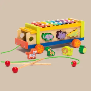 Wooden Musical Shape Sorter Toy Truck -Xylophone & Animals (2 Years )