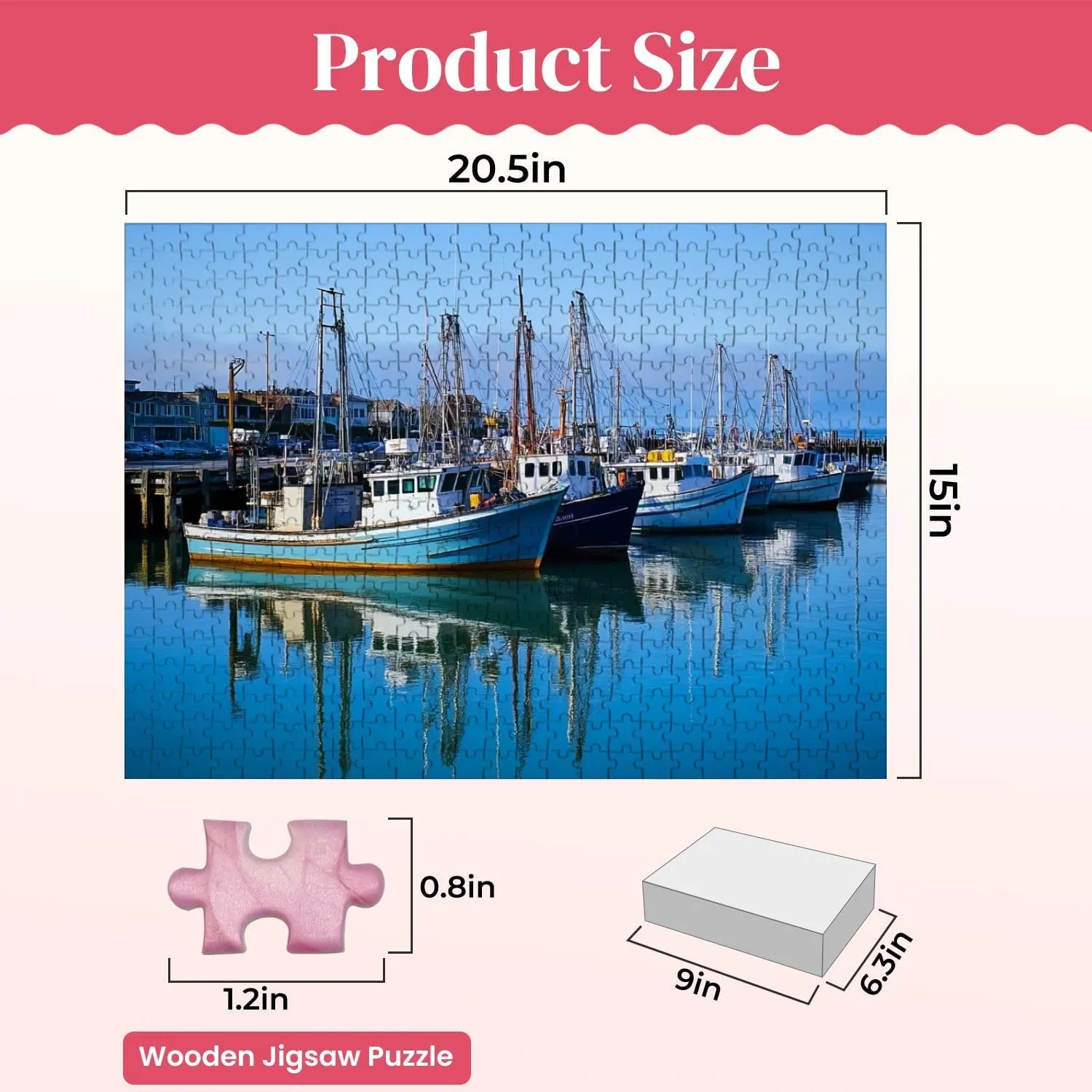 Wooden Puzzles Fishing Boats Jigsaw Puzzles for Adults 500 Pieces Impossible Puzzle Challenging Puzzle Educational Toys Decompression Game