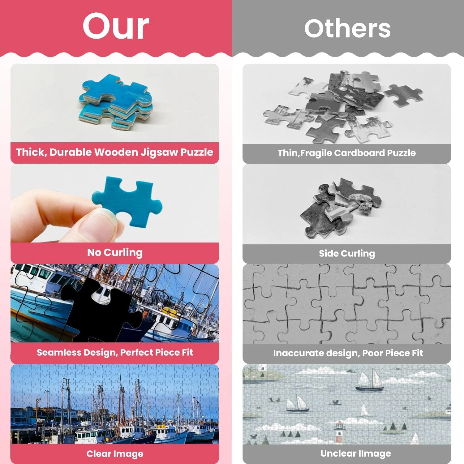 Wooden Puzzles Fishing Boats Jigsaw Puzzles for Adults 500 Pieces Impossible Puzzle Challenging Puzzle Educational Toys Decompression Game