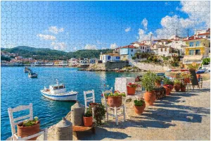 Wooden Puzzles Flower View Fishing Boats Jigsaw Puzzles for Adults 1000 Pieces Impossible Puzzle Challenging Puzzle Educational Toys Decompression Game