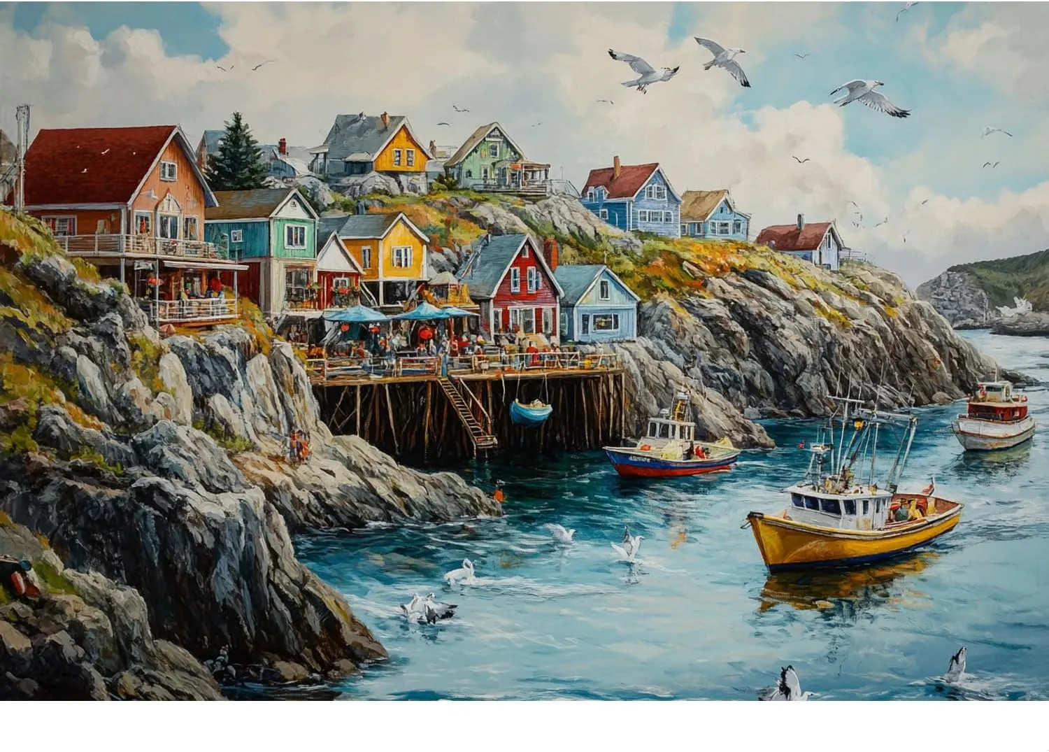Wooden Puzzles for Adults Jigsaw 500 Piece Picturesquare Fishing Village 500 Piece Puzzle Art for Family Fun Adult Kids Puzzle Games