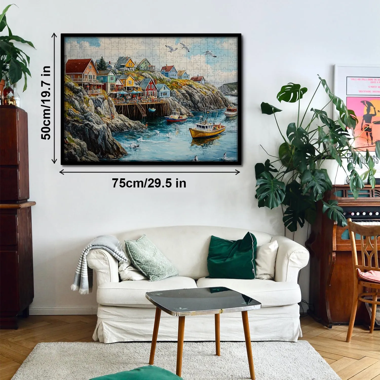 Wooden Puzzles for Adults Jigsaw 500 Piece Picturesquare Fishing Village 500 Piece Puzzle Art for Family Fun Adult Kids Puzzle Games