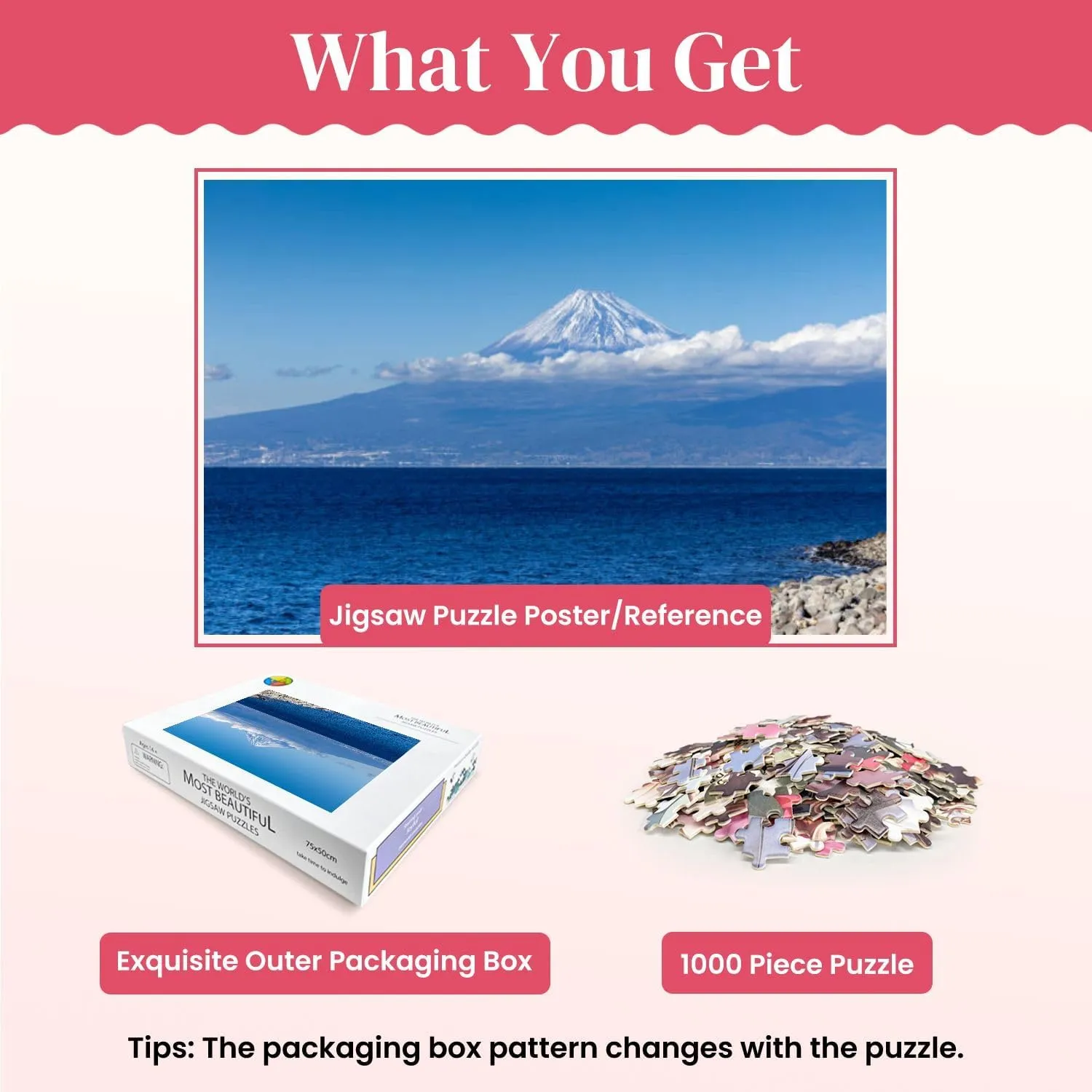 Wooden Puzzles Mt View from Fishing Harbor Japan Jigsaw Puzzles for Adults 1000 Pieces Impossible Puzzle Challenging Puzzle Educational Toys Decompression Game