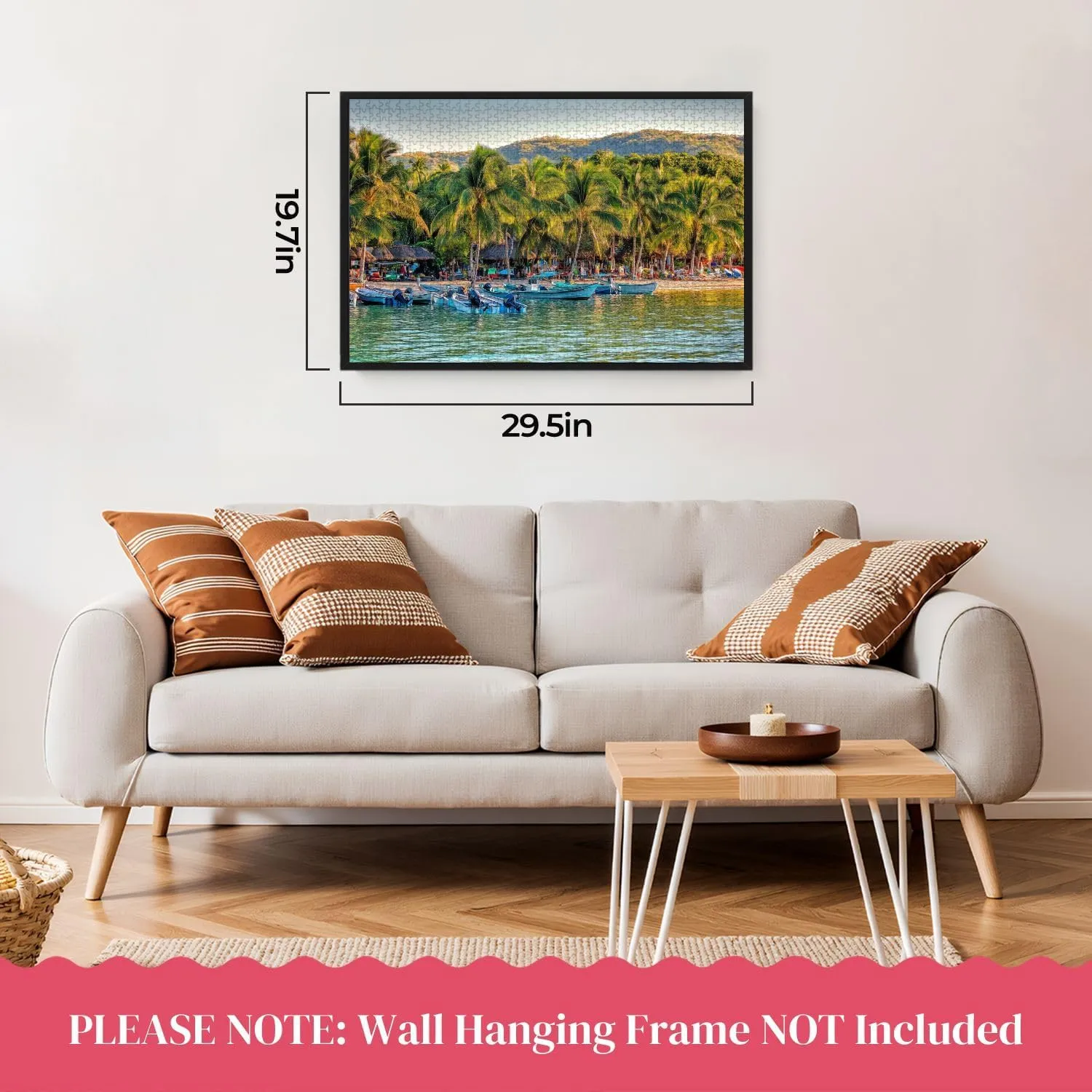 Wooden Puzzles Palm Trees Fishing Boats Zihuatanejo Beach Sunset Light Jigsaw Puzzles for Adults 1000 Pieces Impossible Puzzle Challenging Puzzle Educational Toys Decompression Game