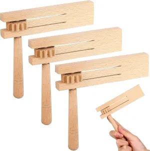 Wooden Ratchet Noise Maker, 3Pcs Wooden Rattle Ratchet Mexicanas Noise Ratchet Wooden Ratchet Sound Toys for Sporting Events Parties Celebrations Hand Musical Instruments
