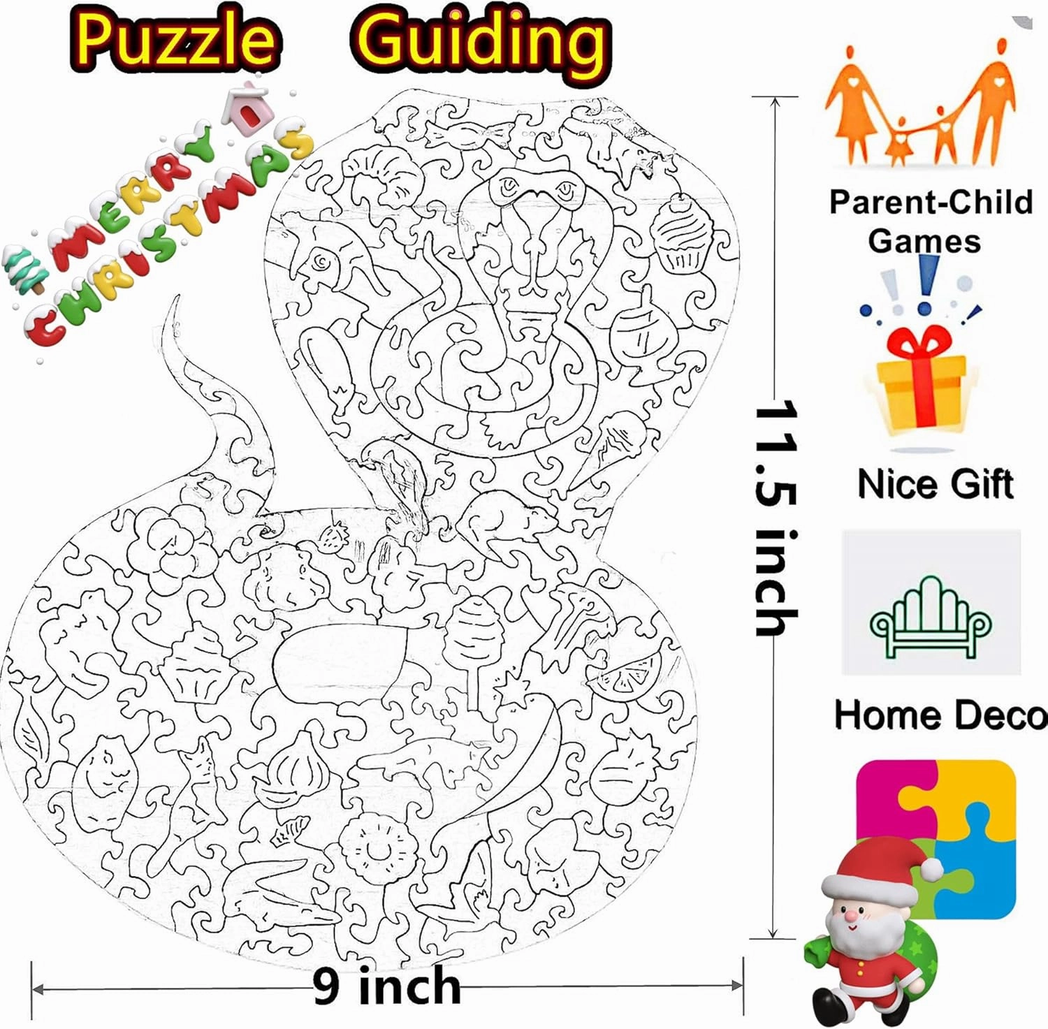 Wooden Jigsaw Puzzle for Adults,Cobra Animals Shaped Magic Jigsaw Puzzle Pieces Family Game Best Gift for Adults,Can be Used as a Cool Mouse Pad,159pcs,(11.5×9.5inches) Snake Large 02…
