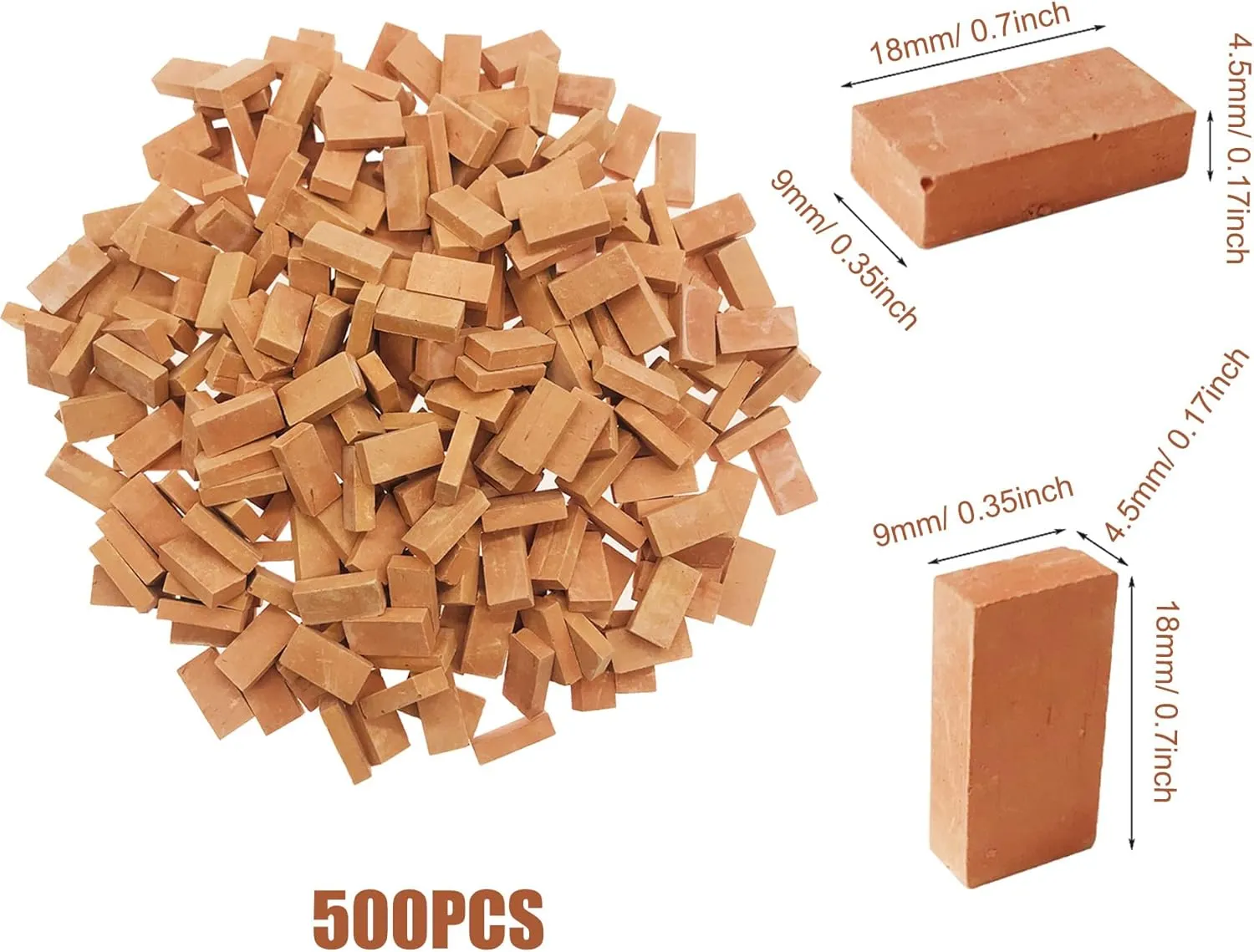 Woohome Mini Red Wall Bricks Model Building Set - 500 Pcs, 1:16 Miniature Bricks, Fairy Garden