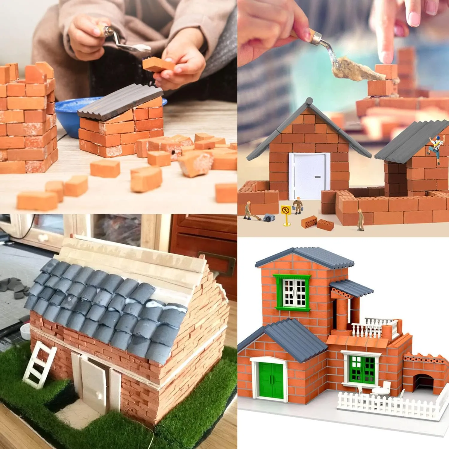 Woohome Mini Red Wall Bricks Model Building Set - 500 Pcs, 1:16 Miniature Bricks, Fairy Garden