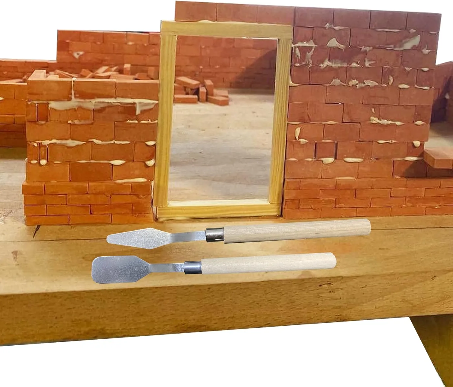 Woohome Mini Red Wall Bricks Model Building Set - 500 Pcs, 1:16 Miniature Bricks, Fairy Garden