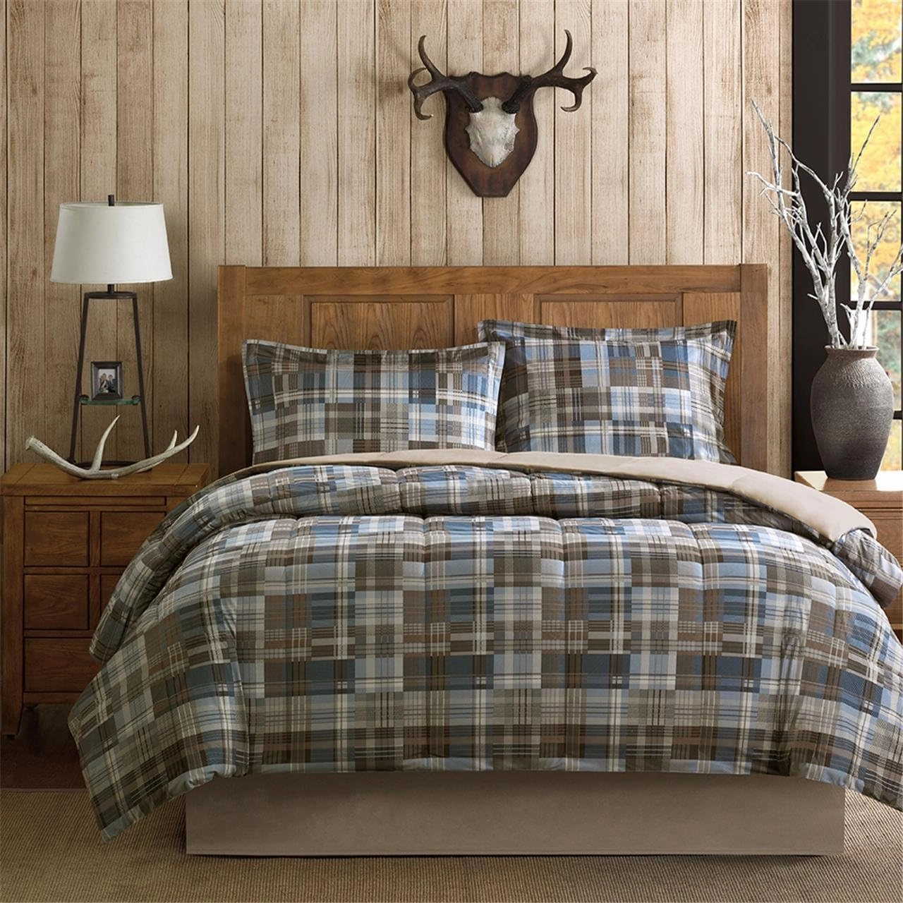 Woolrich Comforter Set, Cabin Lodge, Warm Cover for Colder Season, Modern Cottage-Inspired Down Alternative Ultra Soft Microfiber Bedding, Matching Sham, Plaid Grey/Blue Twin 2 Piece