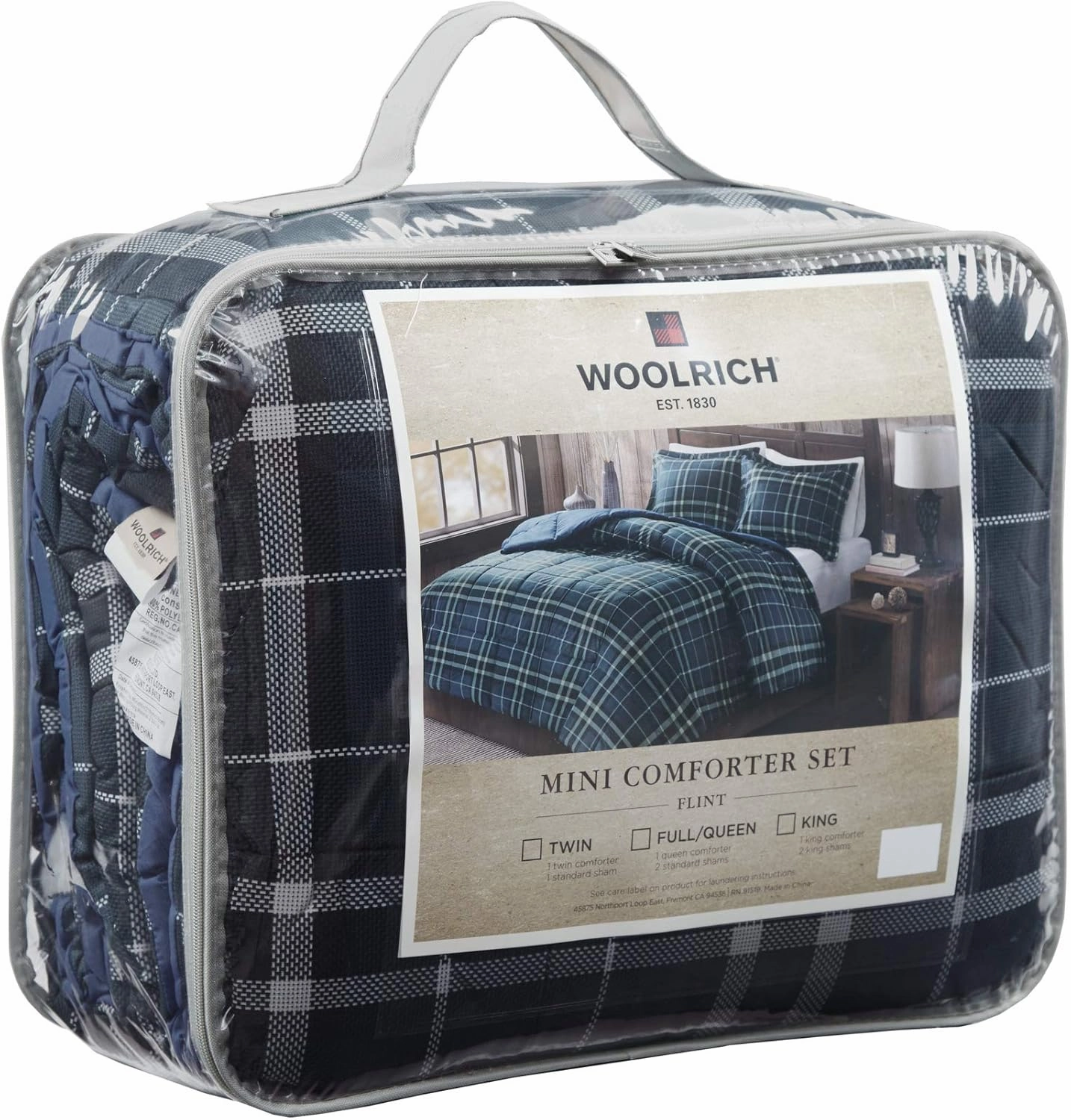 Woolrich Comforter Set, Cabin Lodge, Warm Cover for Colder Season, Modern Cottage-Inspired Down Alternative Ultra Soft Microfiber Bedding, Matching Sham, Plaid Navy King 3 Piece