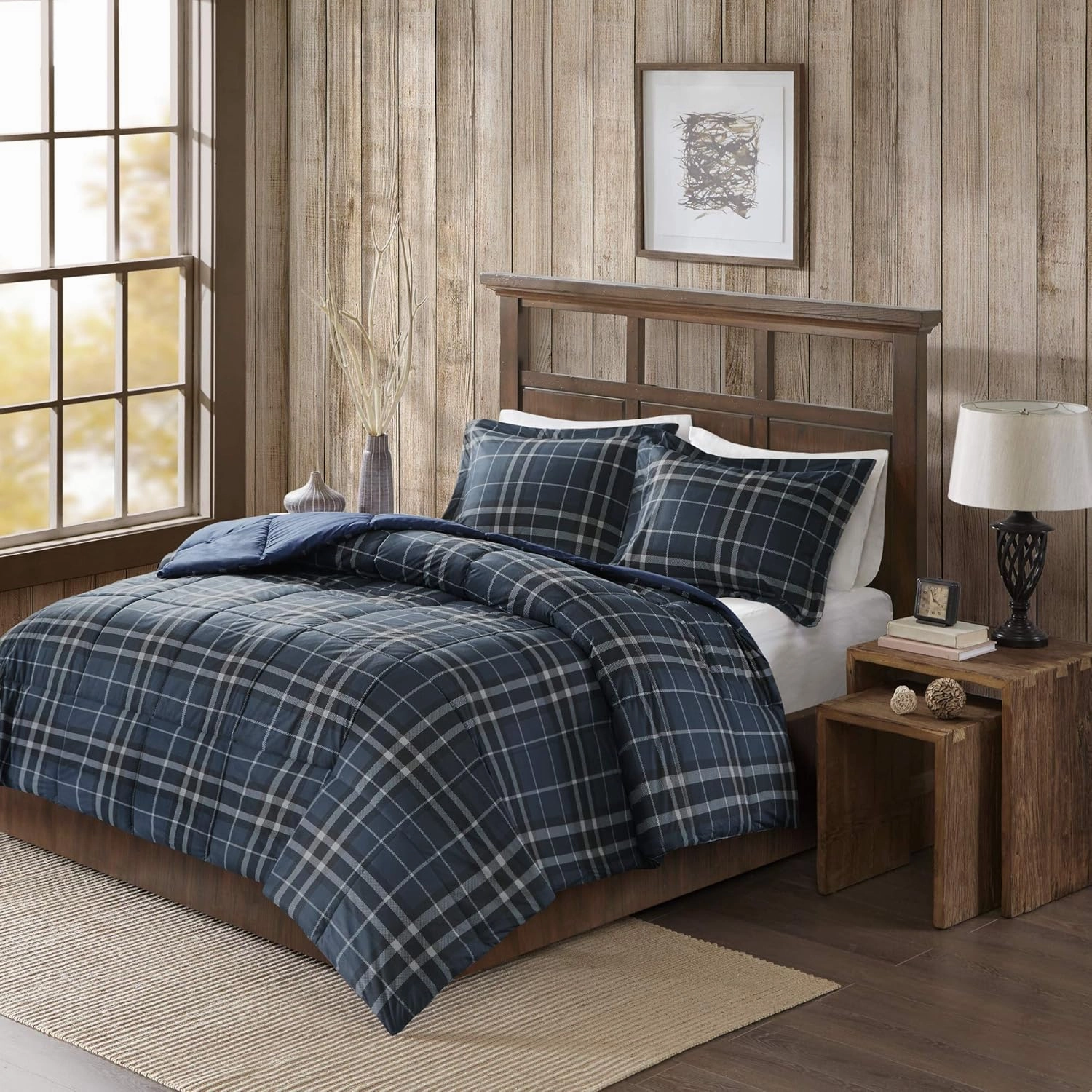 Woolrich Comforter Set, Cabin Lodge, Warm Cover for Colder Season, Modern Cottage-Inspired Down Alternative Ultra Soft Microfiber Bedding, Matching Sham, Plaid Navy King 3 Piece
