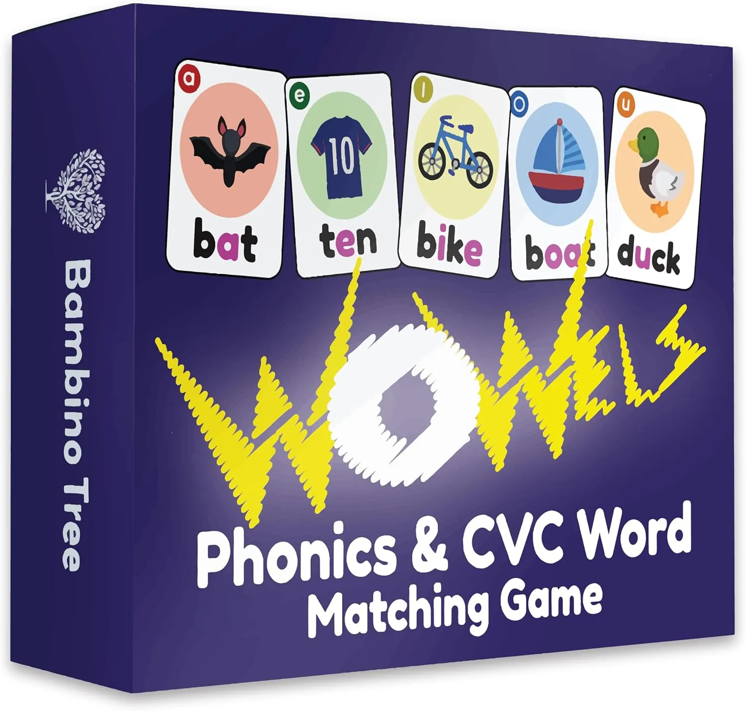 WOWELs Phonics and Vowel Sounds Card Game - Learn to Read Kindergarten 1st 2nd Grade Learning - Short Vowel CVC Words and Long Vowel Matching Game 2-8 Players