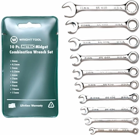 Wright Tool 788 10-Piece Miniature Metric Combination Wrench Set Silver