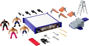 WWE Knuckle Crunchers Mini Mayhem Ring Bundle Playset, Cody Rhodes, John Cena, Seth Rollins Figures
