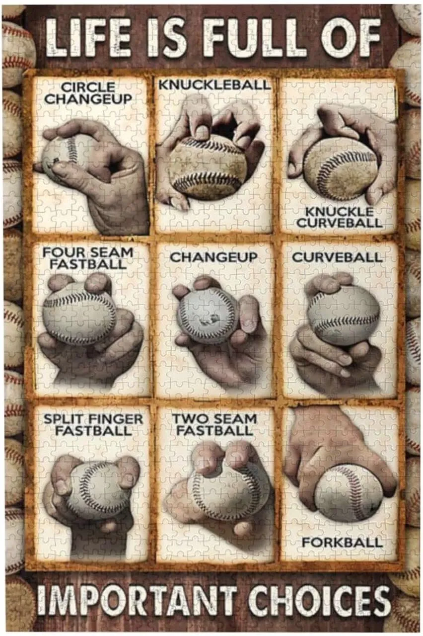 WZVZGZ Baseball Pitching Grips Cheat Sheet 300 Pieces Jigsaw Puzzles for Adults Children - Exercise Patience Puzzle Game - Education Intellectual Large Puzzle Game Toys Gift