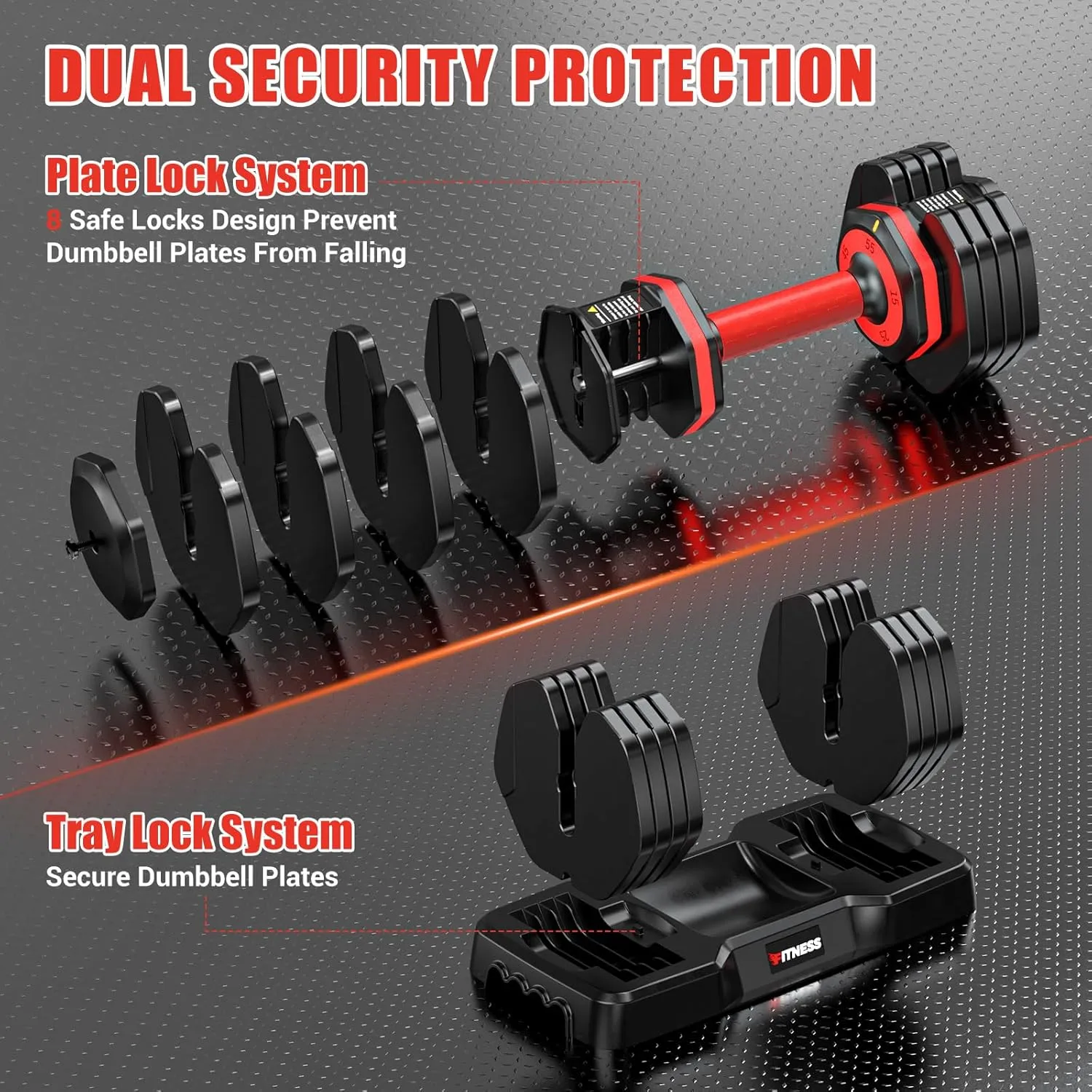 XDDIAS Adjustable Set of 2-25LB/55LB Set-1Sec Adjustable Weights-5 in 1 Free Weights Dumbbells Set with Effortless Tray/No-Slip Handle-Compact Size for Women/Men at Home Gym