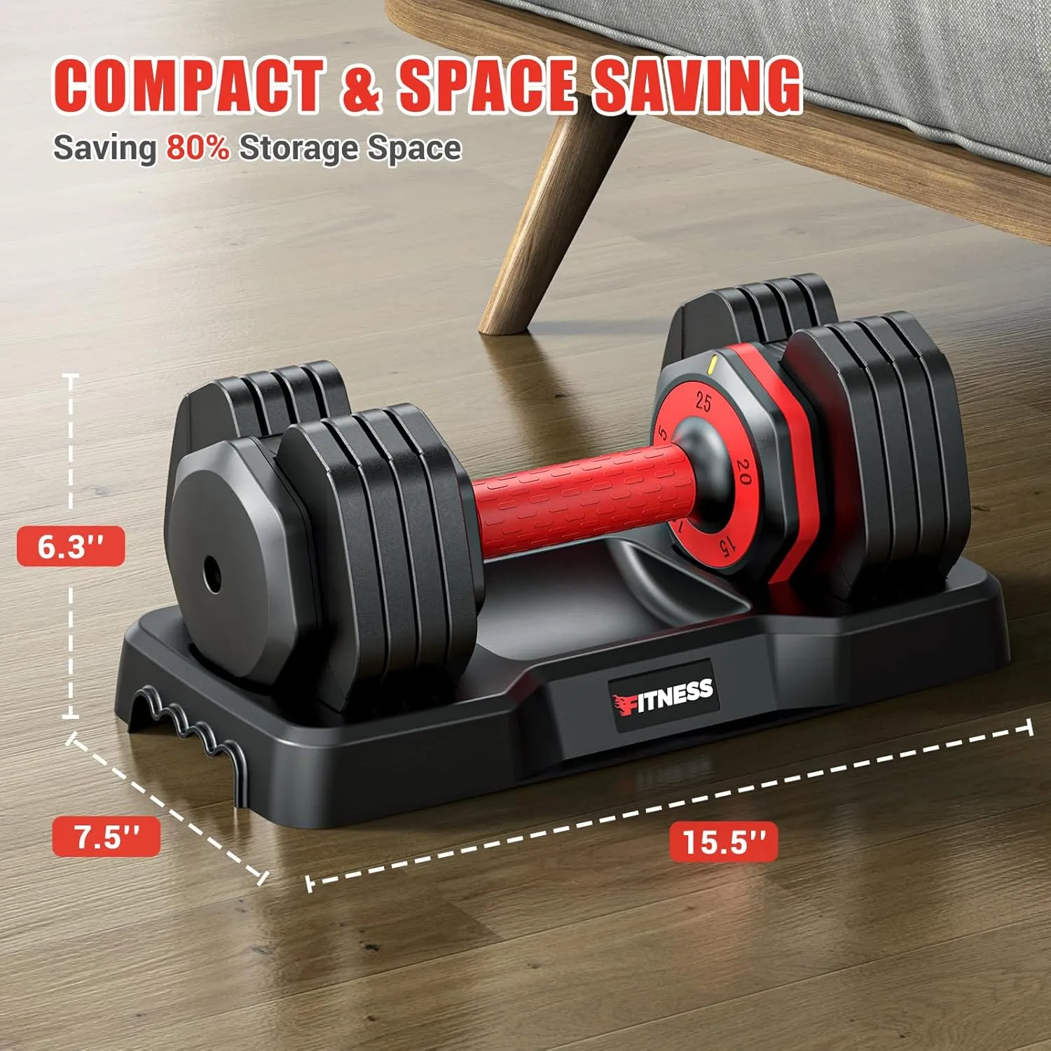 XDDIAS Adjustable Set of 2-25LB/55LB Set-1Sec Adjustable Weights-5 in 1 Free Weights Dumbbells Set with Effortless Tray/No-Slip Handle-Compact Size for Women/Men at Home Gym