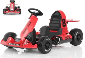 XJD 24V 7Ah Battery Electric Go Kart with Adjustable Seat, Powered Pedal Go Karts for 3  Kids Youths on Car Electric Vehicle Car for Boys Girls 7.5MPH (Red, 24V)