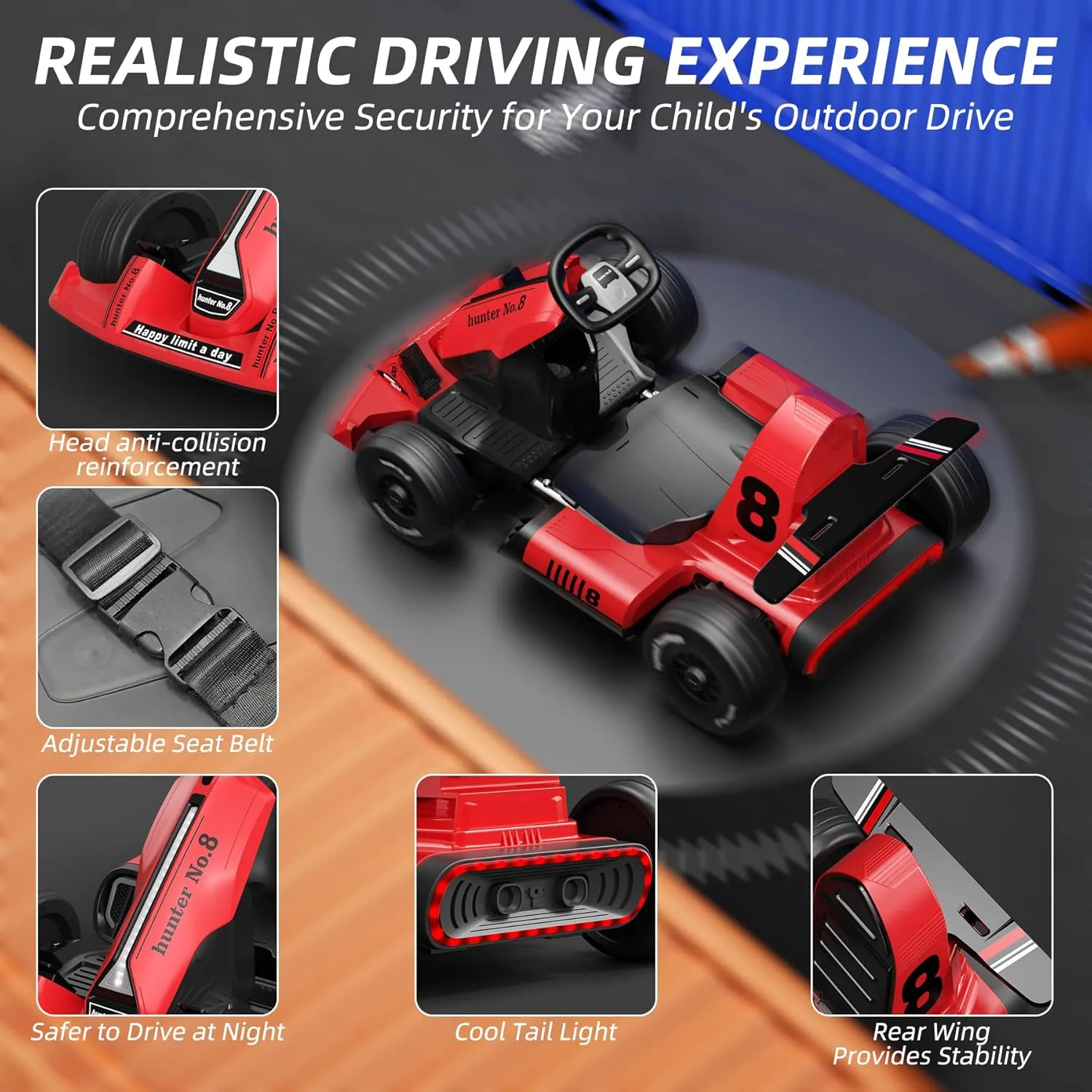 XJD 24V 7Ah Battery Electric Go Kart with Adjustable Seat, Powered Pedal Go Karts for 3  Kids Youths on Car Electric Vehicle Car for Boys Girls 7.5MPH (Red, 24V)