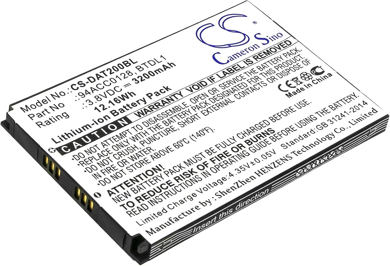 XSP Replacement Battery for Axist, DL-Axist PN 94ACC0129, 3H21-00000491, 94ACC0128, BTDL1