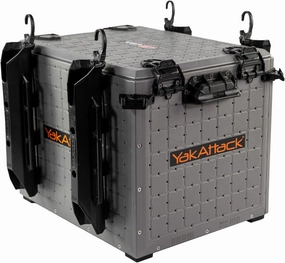 YakAttack BlackPak Pro 13" x 16" Kayak Fishing Crate with 4 Rod Holders - Battleship Grey | Tackle Storage Box & Gear Organizer for Kayaks | Lightweight, Durable & Customizable Marine Accessory