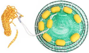 Yardwe Foldable Fishing Net with Multi Float Balls Durable Fishing Accessories Lightweight Easy to Store Use Round Mesh Cage
