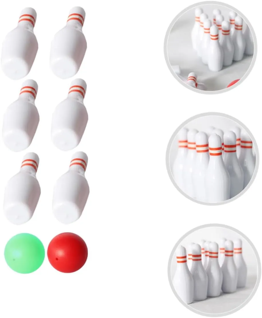 YARNOW 1 Set Miniature Bowling Set for Dollhouse Realistic Bowling Pins Balls Decoration for Mini House Supply Restaurants Bars High Simulation Craftsmanship