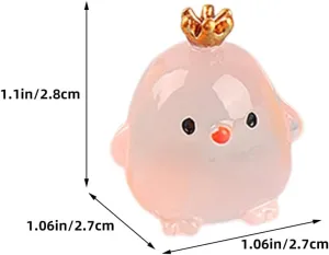 YARNOW 12Pcs Miniature Chicken Figurines Resin Craft with Glowing Crown Design for Unique Home Decor Garden and Dollhouse Landscape Ornaments