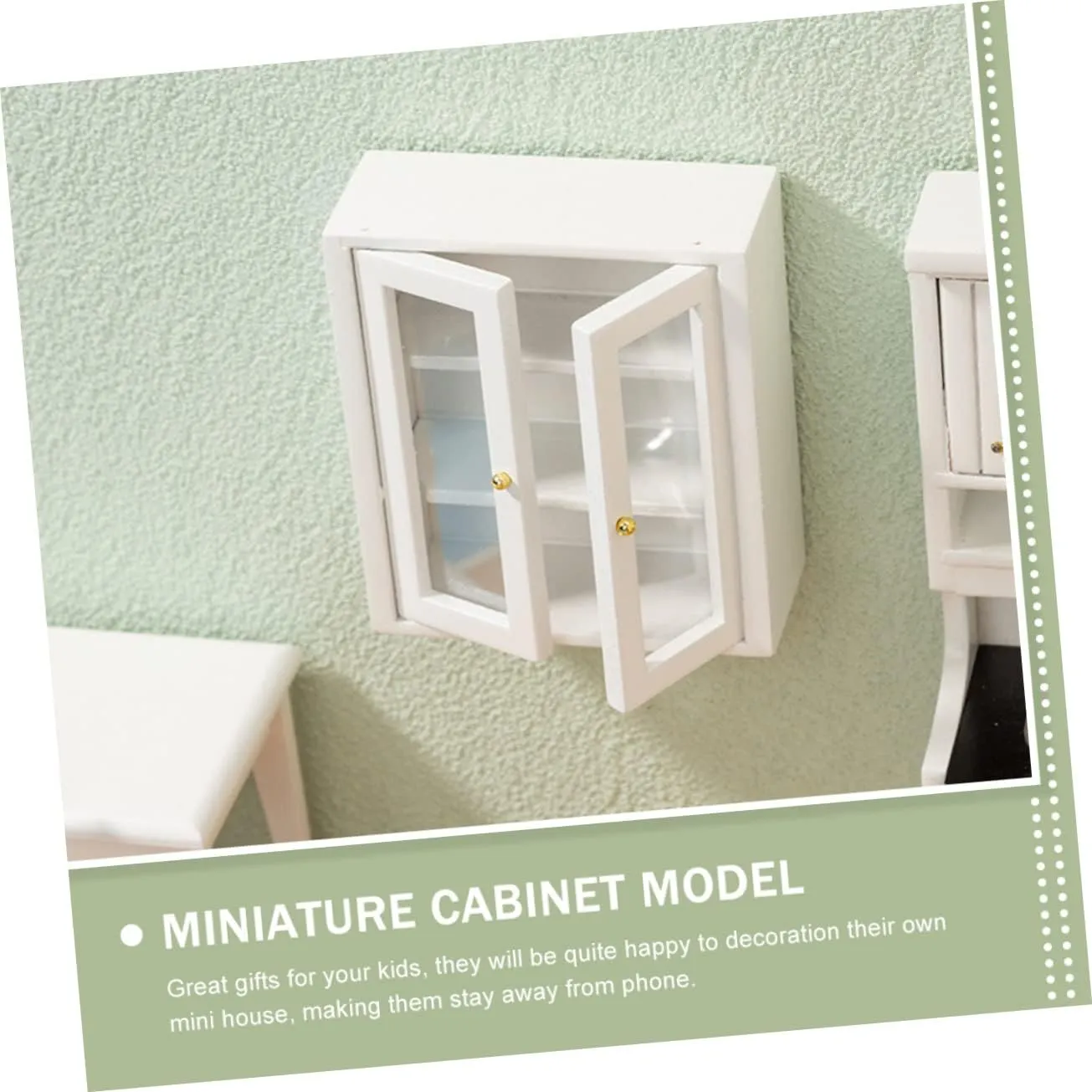 YARNOW 2pcs Miniature Kitchen Cabinet Doll Furniture Tiny House Decor Realistic Design Chic Display Cabinet for Dollhouse for Micro Landscape Decoration