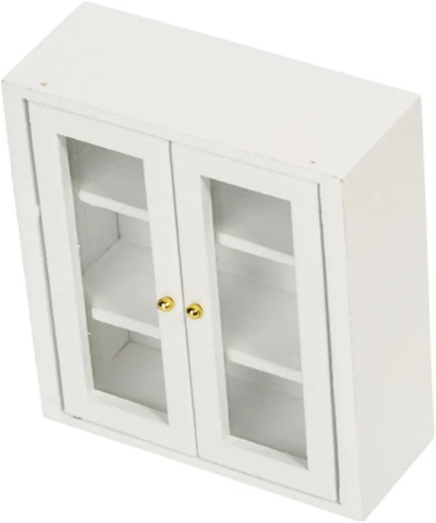 YARNOW 2pcs Miniature Kitchen Cabinet Doll Furniture Tiny House Decor Realistic Design Chic Display Cabinet for Dollhouse for Micro Landscape Decoration