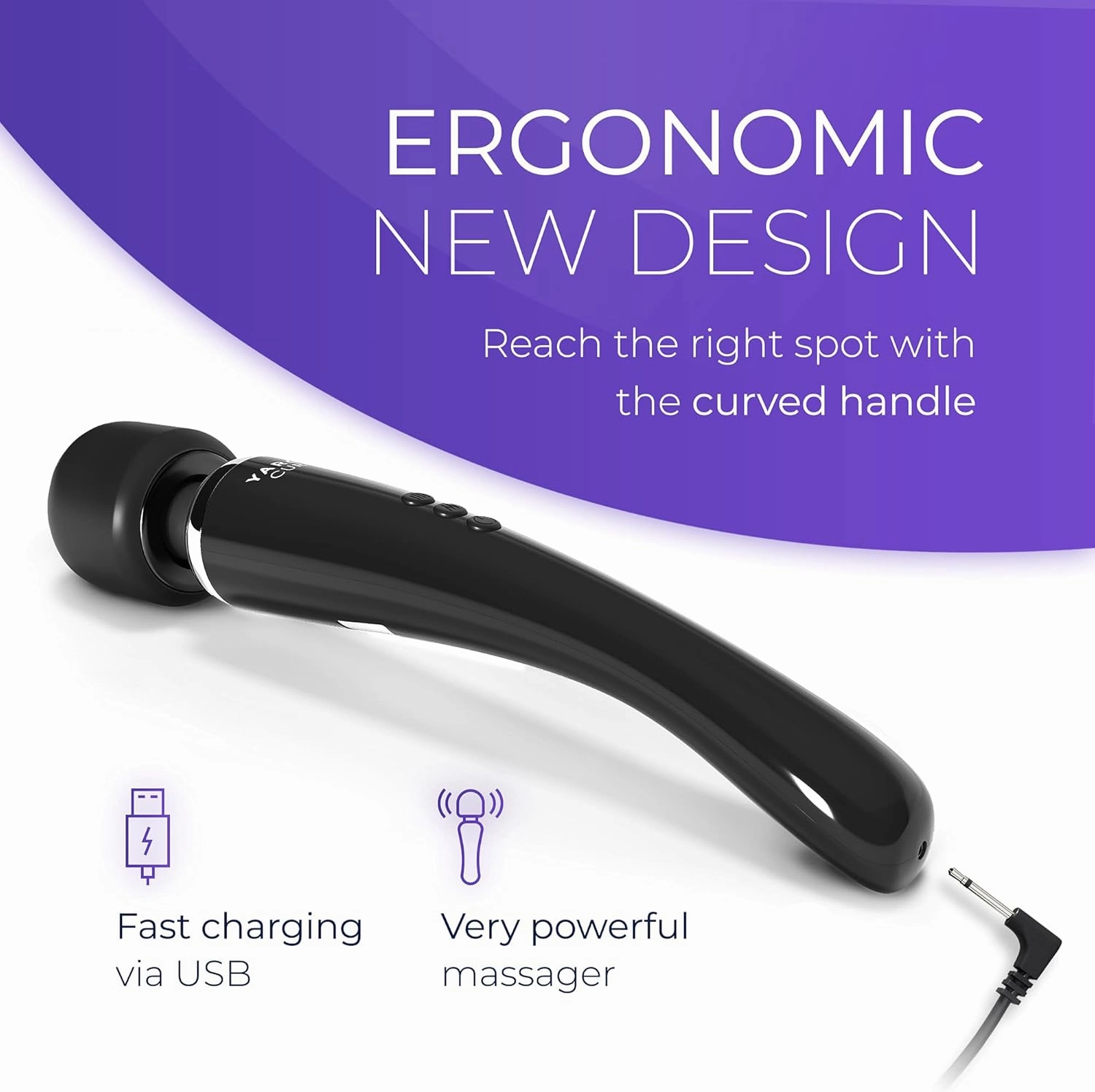 Yarosi Curve Therapeutic Device - 8 Powerful Speeds and 20 Patterns - for Muscle Aches and Sports Recovery - Rechargeable - Travel Friendly - Black