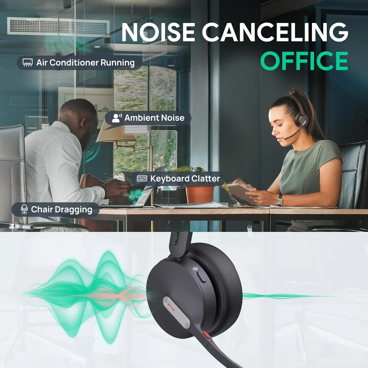 Yealink BH70 Dual Wireless Headset with Mic for Work, Bluetooth Headphone with Teams Certification, up to 35h Talk Time, 147g All-Day Wearing Comfort, Perfect for Open Office Home Hybrid Work, USB-A