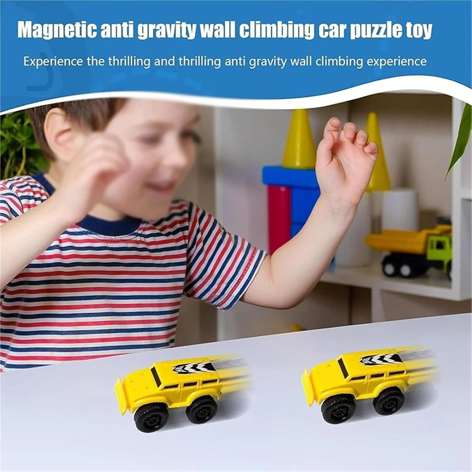 Yearpilrim Magnetic Wall Climbing Toy Car, Magnetic Anti-Gravity Wall-Climbing Toy Car, Wall Climbing Car Against Gravity, Zero Gravity Inertia Vehicle for Walls & Ceilings (3pcs)