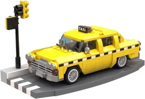 Yellow Checker Cab Building Blocks, Taxi Building Sets, Car Model to Build, Taxi Action Figure Building Kit, Creative Gift for Kids Adults, 404PCS