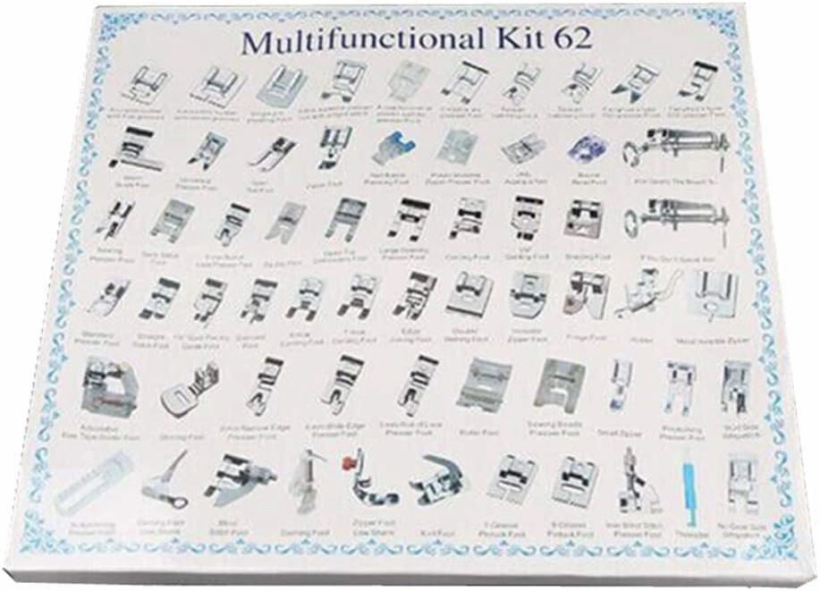 YEQIN 62pcs Domestic Sewing Machine Presser Foot Feet Set Multi-Functional Presser Foot Set for Singer, Brother, Janome,Kenmore, Babylock,Elna,Toyota,New Home, Etc(62 PCS)