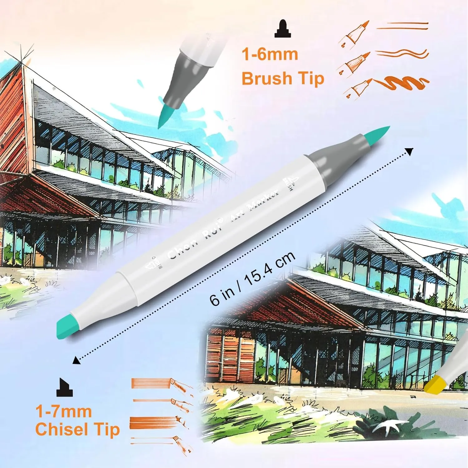 YHC 60 Alcohol Markers with Free App,Double headed Art Marker with Kickstand Case for Adults and Kids, Alcohol Based Dual Brush & Chisel Tips Markers for Painting, Sketching, Drawing