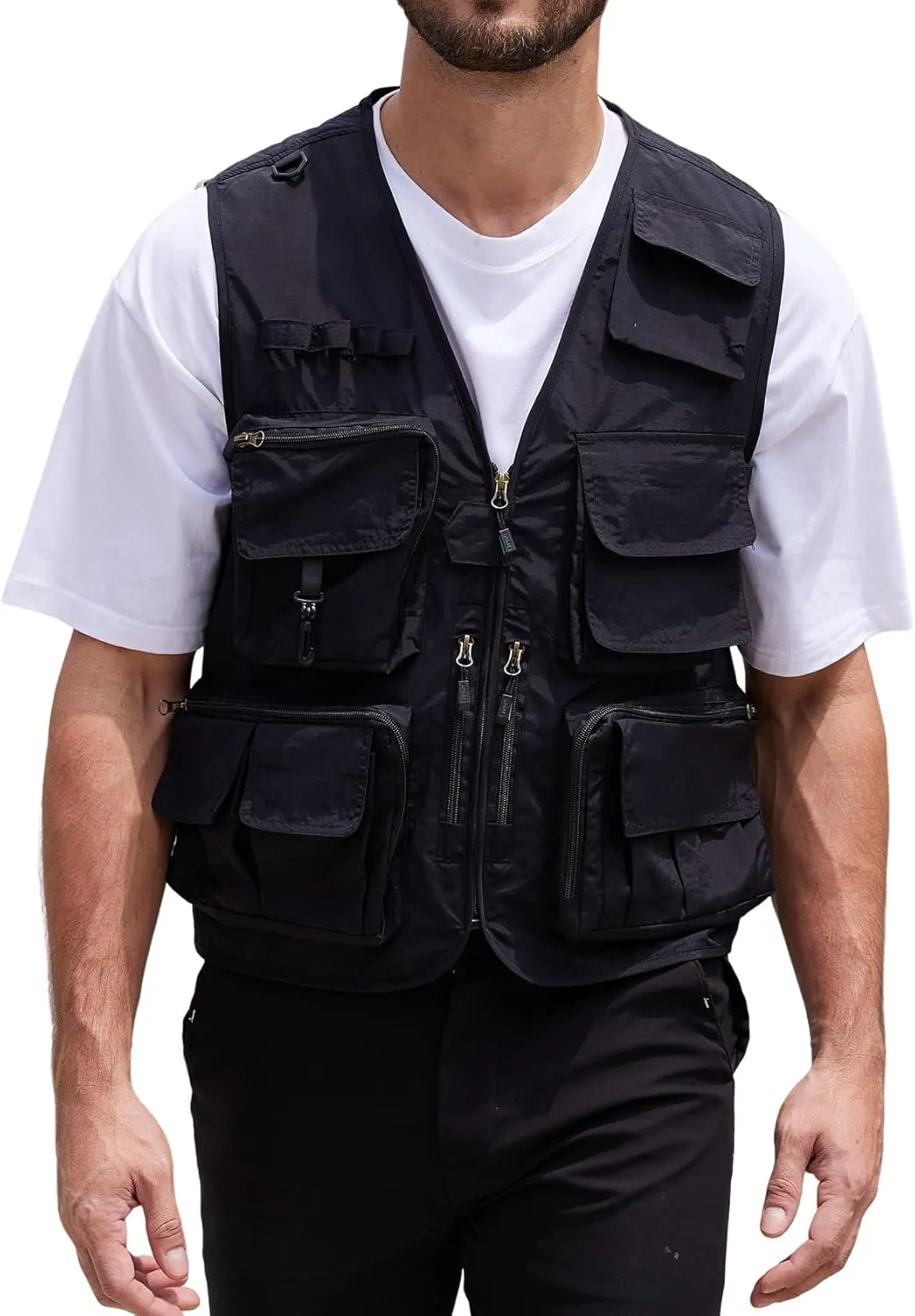 Yimoon Men’s Utility Fishing Vest Summer Lightweight Safari Travel Cargo Vest Outdoor Work Vests Multi Pockets