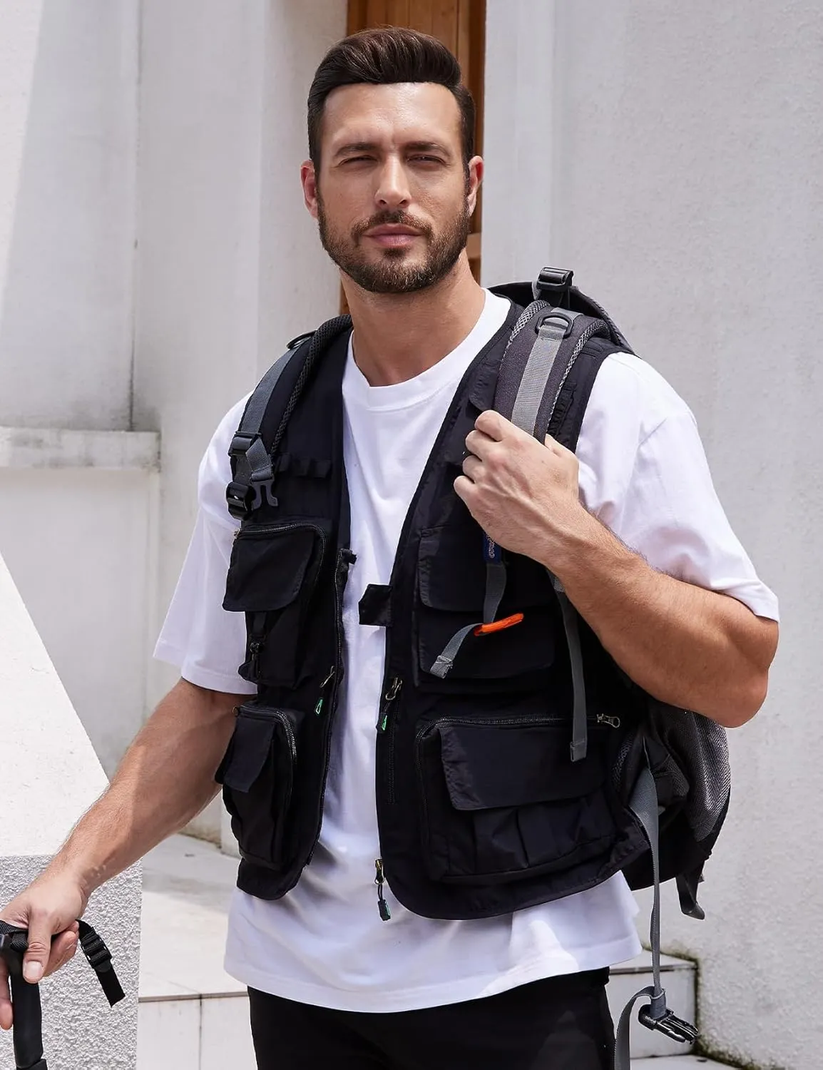 Yimoon Men’s Utility Fishing Vest Summer Lightweight Safari Travel Cargo Vest Outdoor Work Vests Multi Pockets