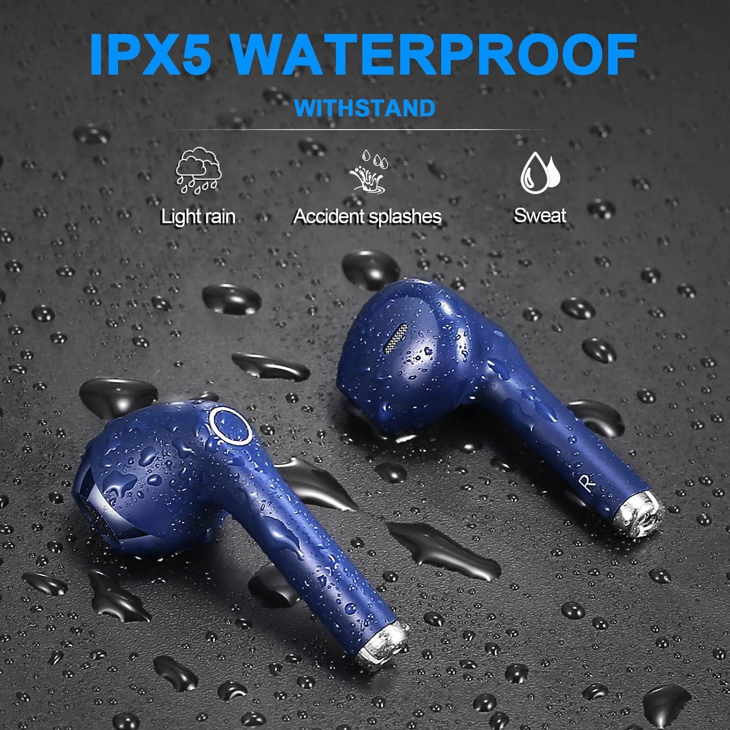yobola Wireless Earbuds, Bluetooh Earbuds, Deep Bass Light Weight Mini Wireless Headphones for Running/Fitness, 25Hrs Playtime, Built-in Microphone, Touch Control, IPX5 Waterproof