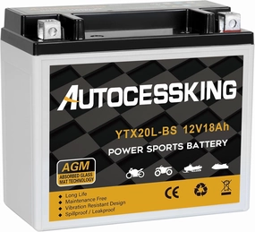 YTX20L-BS 12V 18AH Motorcycle Battery, Rechargeable Sealed AGM Battery Maintenance Free Powersport Replacement Battery for ATV and Scooter