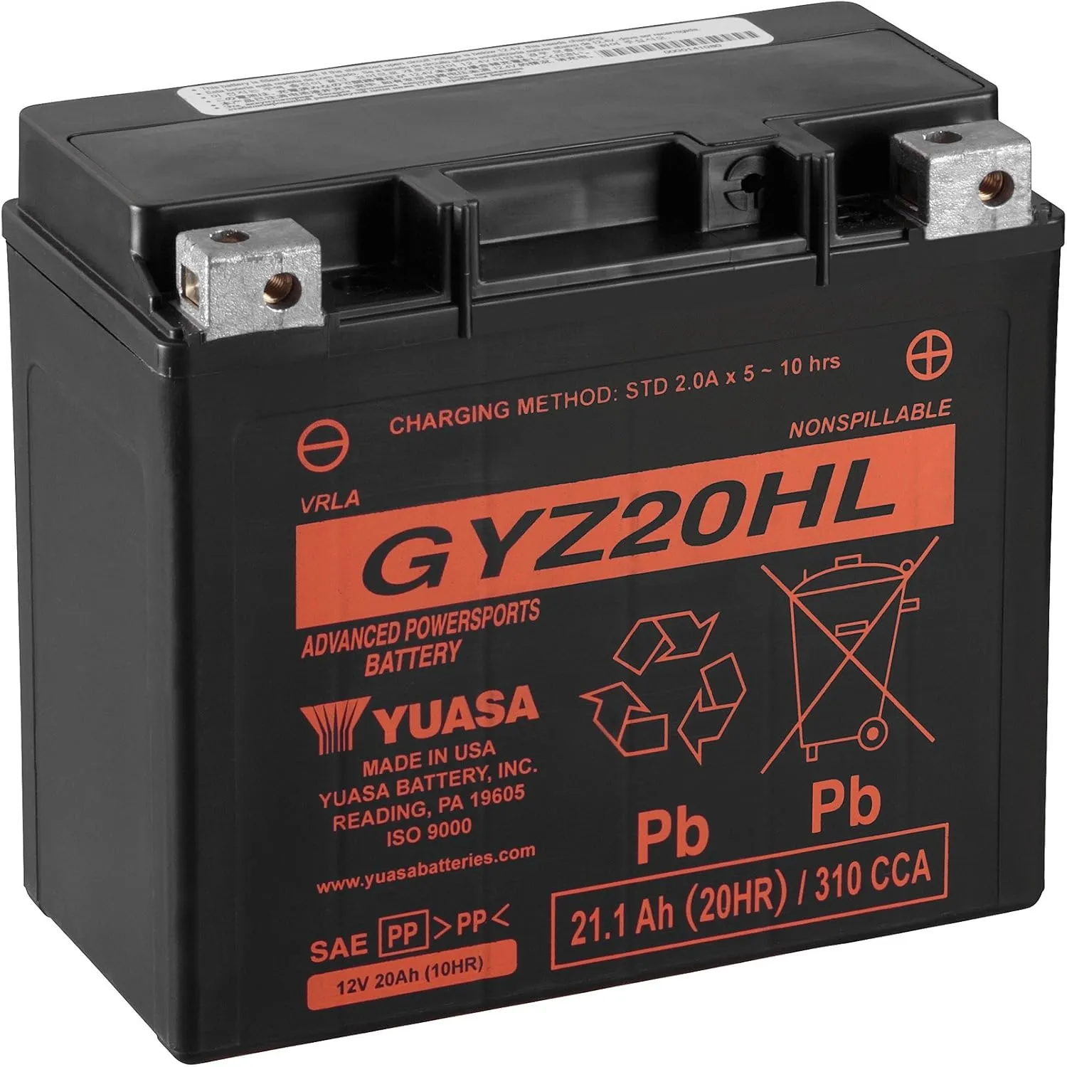 Yuasa YUAM720GH GYZ20HL Factory Activated GYZ H Series AGM Battery