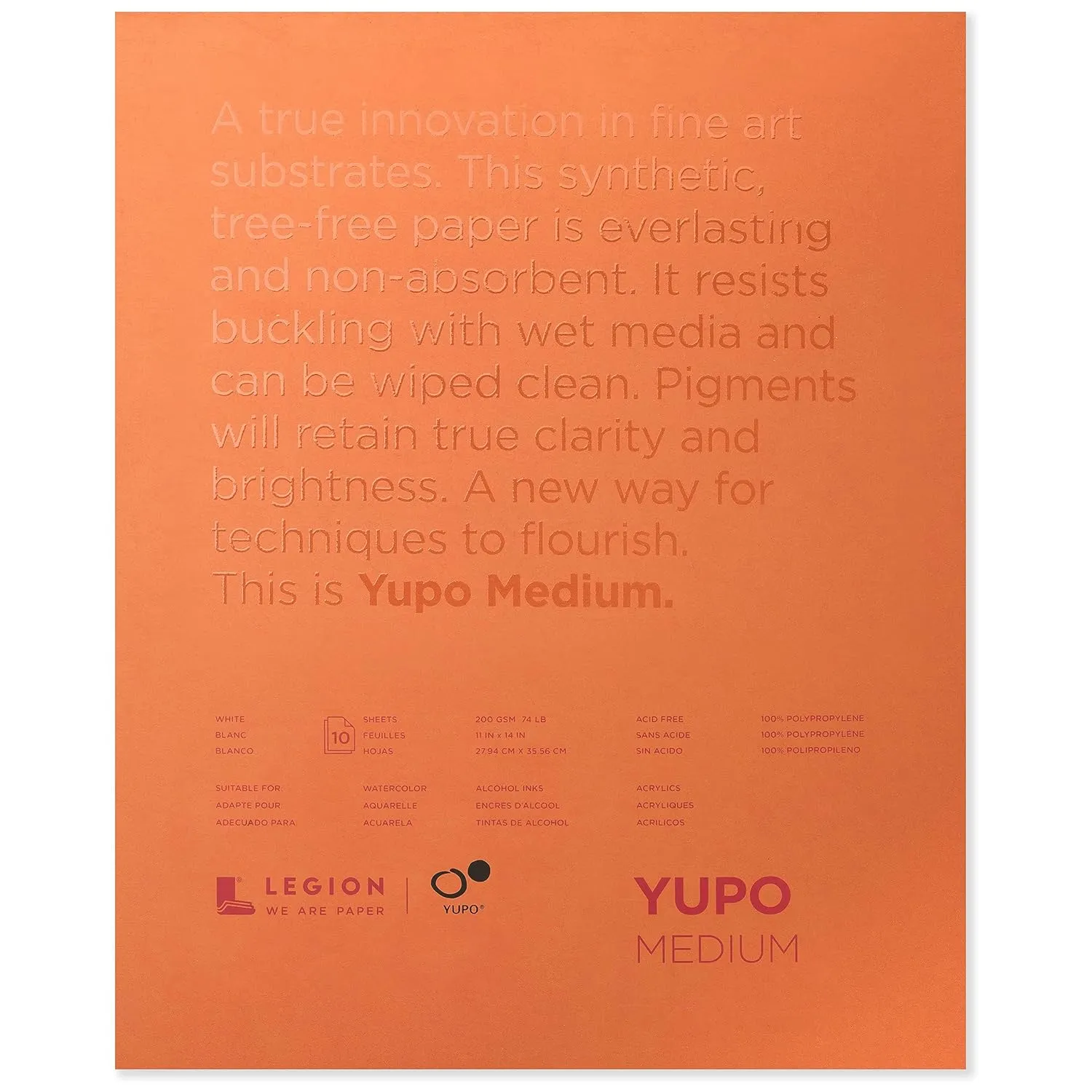 Yupo Synthetic Paper Pad - 11" x 14", Bright White, 10 Sheets