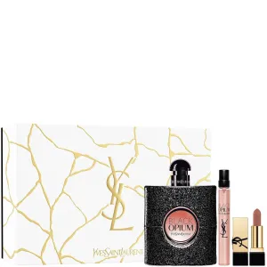 YVES SAINT LAURENT Black Opium Gift Set (Eau de Parfum 3 Fl. Oz   Eau de Parfum 0.33 Fl.Oz   Mini Pur Couture Lipstick in shade Nu Muse)