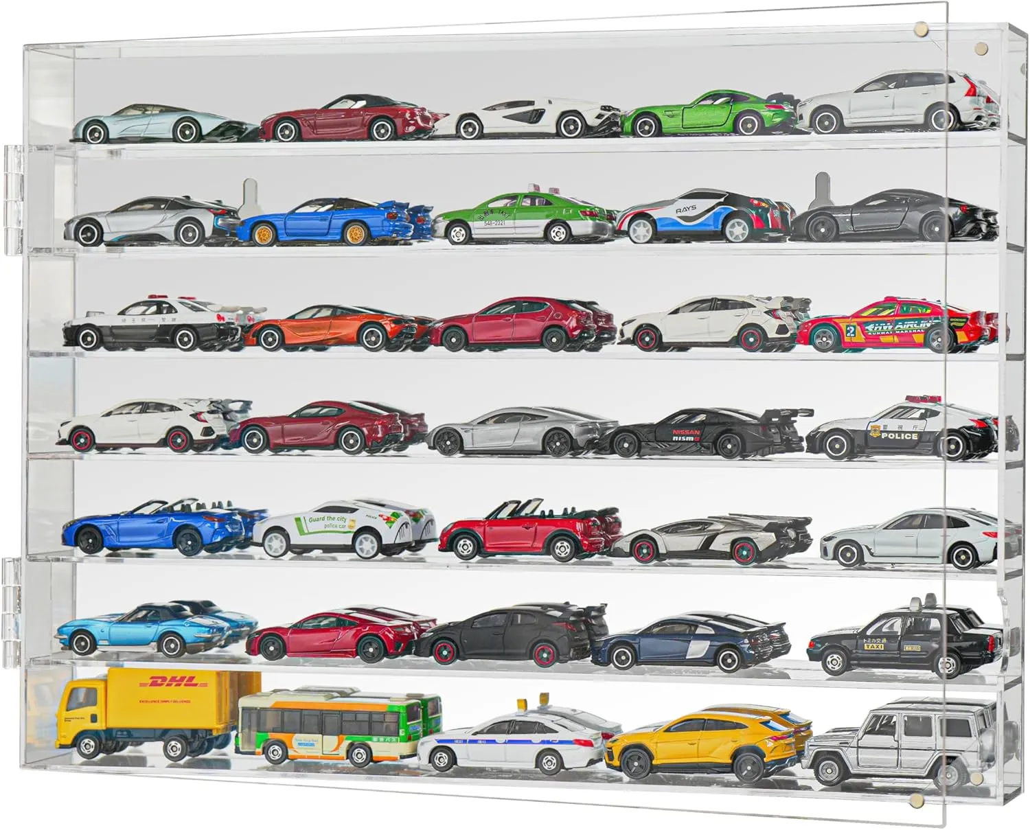 YYDS Model Car Display Case for Toy Cars, Matchbox Cars,1/64 Scale Diecast Display Case,Wall Mount,Mirrored Back,Hot 1/64 Scale Diecast Case for 35 Toy Cars