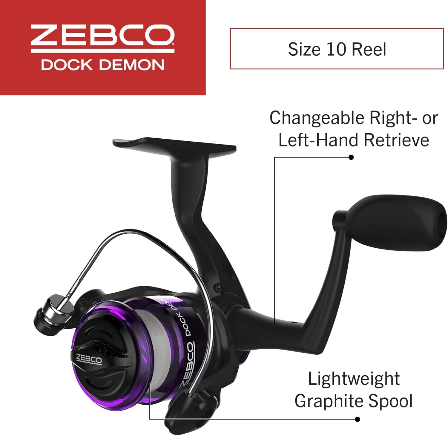 Zebco Dock Demon Spinning Reel or Spincast Reel and Fishing Rod Combo, 30-Inch Durable Fiberglass Rod, QuickSet Anti-Reverse Fishing Reel