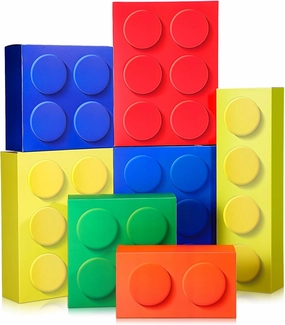 Zhanmai 7 Pcs Paper Building Blocks Boxes in 4 Size Mystery Party Stacking Props Brick Treat Gift Case for Birthday Game Favors Decorations Boys Girls