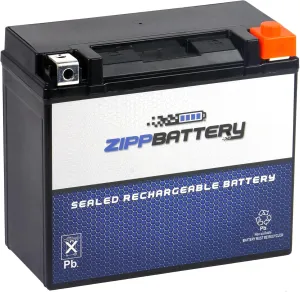 Zipp Battery YTX20L-BS Maintenance-Free 12V 19Ah Battery Replacement for ATV, Motorcycle, Jet Skis, Scooter, UTV, and More - Nut and Bolt (T3) Terminal
