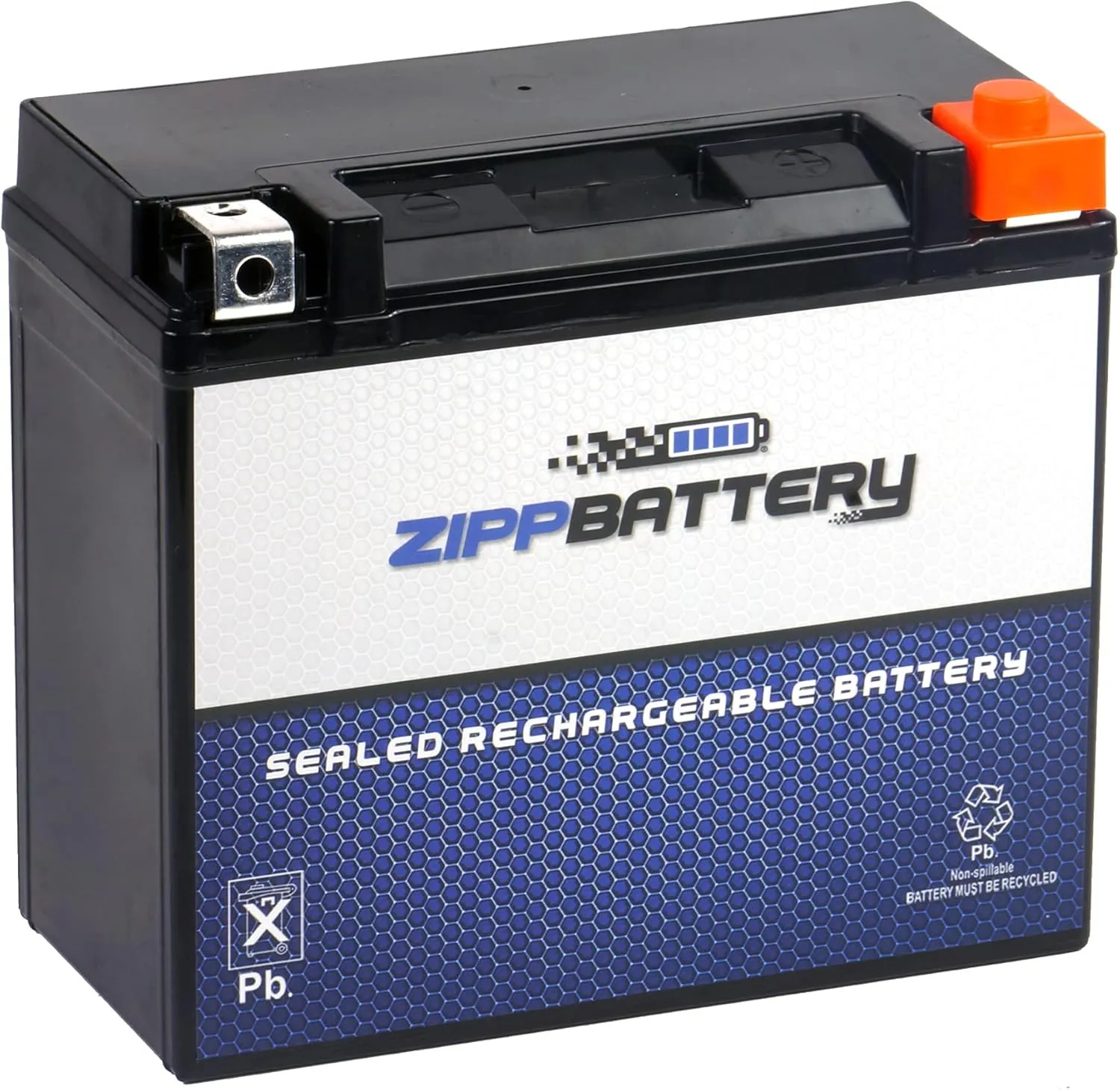 Zipp Battery YTX20L-BS Maintenance-Free 12V 19Ah Battery Replacement for ATV, Motorcycle, Jet Skis, Scooter, UTV, and More - Nut and Bolt (T3) Terminal
