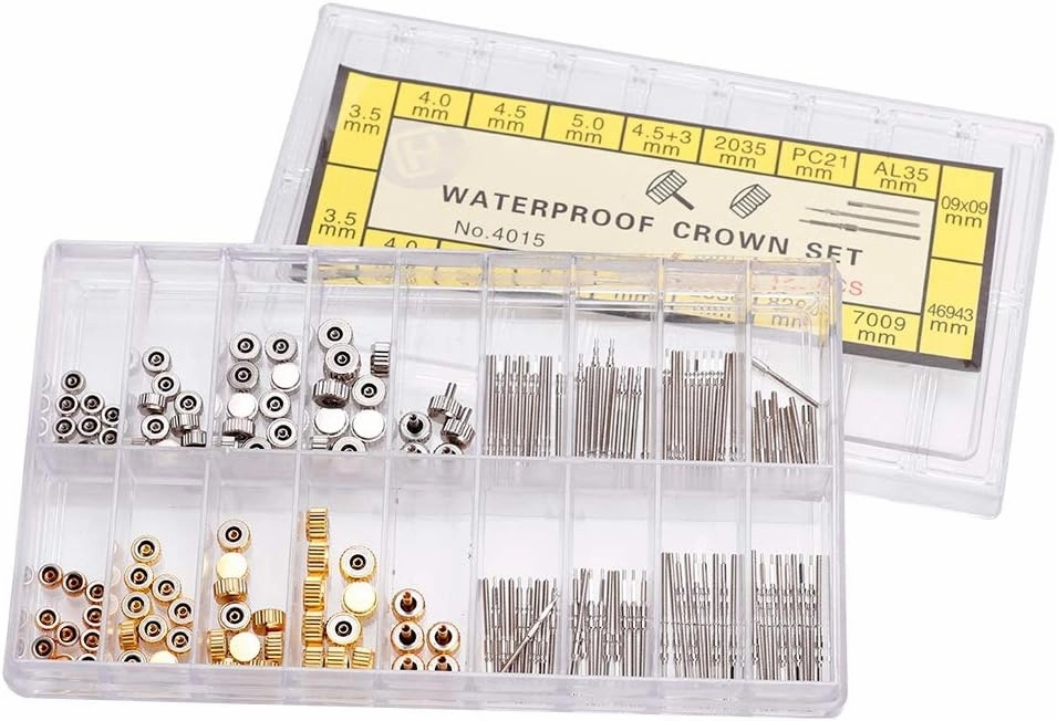 ZJchao Watch Crown Set, Stainless Steel Watch Crown Spring Set Watch Repairing Tool Accessory